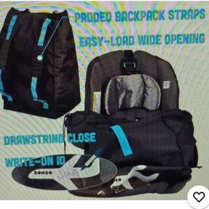 Zohzo Black Car Seat Bag with Blue Handles